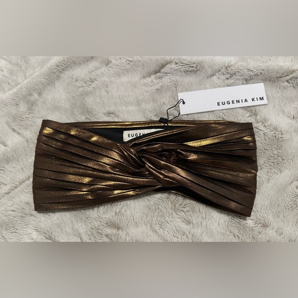 Eugenia Kim Azra Twisted Metallic Twill Bronze Turban Headband main image 5